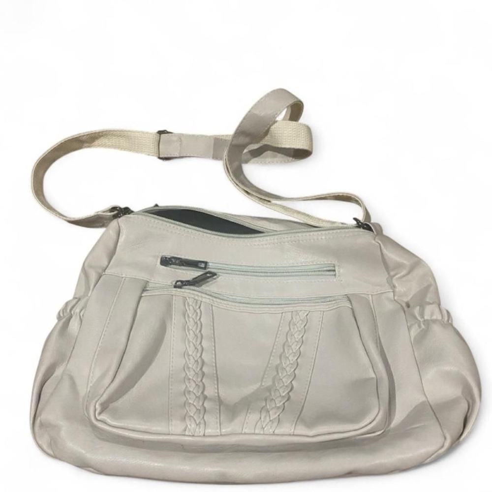 Cream Women's  Multi-Pocket Crossbody Shoulder Bag